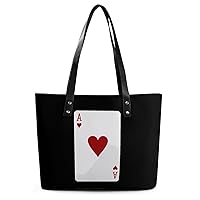 Aces of Hearts Women's Handbag PU Leather Tote Bag Purses Top Handle Shoulder Bags for Work Travel Business Shopping Casual