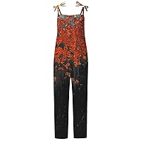 Women's Summer Rompers 2023 Fashion Sweet Loose Casual Printed Retro Strappy Jumpsuit Rompers