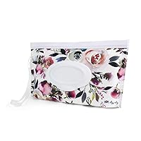 Reusable Wipe Pouch – Take & Travel Pouch Holds Up To 30 Wet Wipes, Includes Silicone Wristlet Strap, Floral