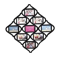 4x6 Wall Photo Frame Collage - Diamond shaped Wall Hanging Picture Frame Collage, 9- Opening (Black)
