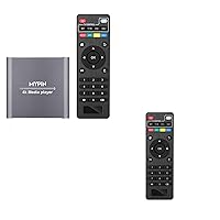 4K Media Player with Two Remote Controls, Digital MP4 Player for 8TB HDD/USB Drive/TF Card/H.265 MP4 PPT MKV AVI Support HDMI/AV/Optical Out and USB Mouse/Keyboard-HDMI up to 7.1 Surround Sound (Grey)