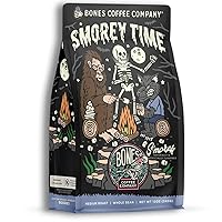 Bones Coffee Company Decaf S'morey Time Whole Coffee Beans S'mores and Graham Crackers Flavor | 12 oz Medium Roast Low Acid Coffee | Flavored Coffee Gifts & Beverages (Whole Bean)