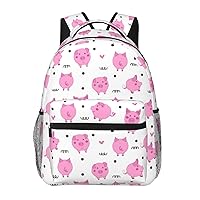 Cartoon Pink Pig Large Backpack For Men Women Personalized Laptop Tablet Travel Daypacks Shoulder Bag