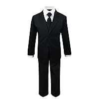 Toddler Boys' 5 Piece Classic Fit No Tail Formal Khaki Dress Suit Set with Tie and Vest