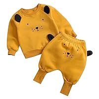 Boys Girls Toddler Clothes Autumn Cartoon Animals Sweatshirt Warm Casual Sweatpants Baby Cute Outfits 2 Piece Set