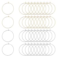 UNICRAFTALE 80pcs 35mm 2 Colors Ear Wine Glass Rings 304 Stainless Steel Beading Hoop Earring Findings DIY Round Earring for Jewelry Making