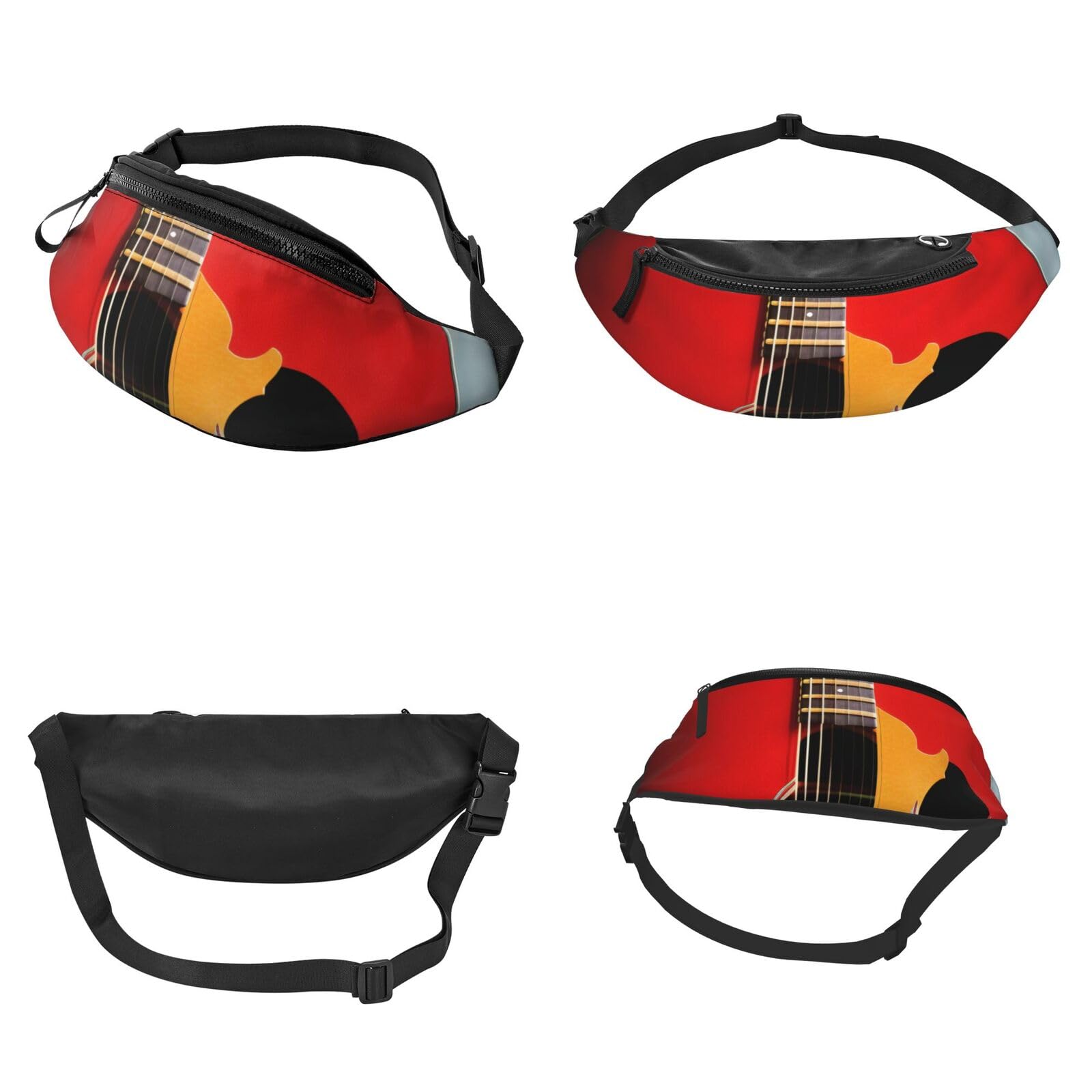Red Guitar Fanny Pack For Women And Men Fashion Waist Bag With Adjustable Strap For Hiking Running Cycling