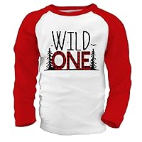 First Birthday Wild one Shirt - Wild one Buffalo Plaid 1st Birthday Raglan Shirt