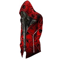 Halloween Hoodies For Men, Men's Halloween Print Velvet Thickened Long Jacket Casual Large Size Zipper Coat