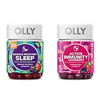 OLLY Muscle Recovery Sleep Gummies 40 Count and Active Immunity+Elderberry Gummies 45 Count Bundle