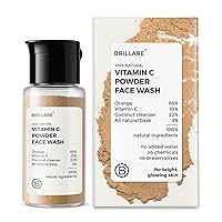 BRILLARE Real Vitamin C Powder Face Wash, Daily Brightening Facial Cleanser with Orange Peel Powder, Paraben & Sulfate-free, Complete Natural Skincare, for Men & Women, 15gm