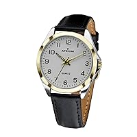 Atrium A11-14B Women's Watch Classic Very Clear Silver-Coloured Gold Two-Tone Analogue Quartz with Leather Strap Black, gold, Strap.