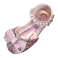 Fashion Summer Girls Sandals Dress Performance Dance Shoes Sequin Pearl Mesh Bow Buckle Princess Girl Sandals Size 4