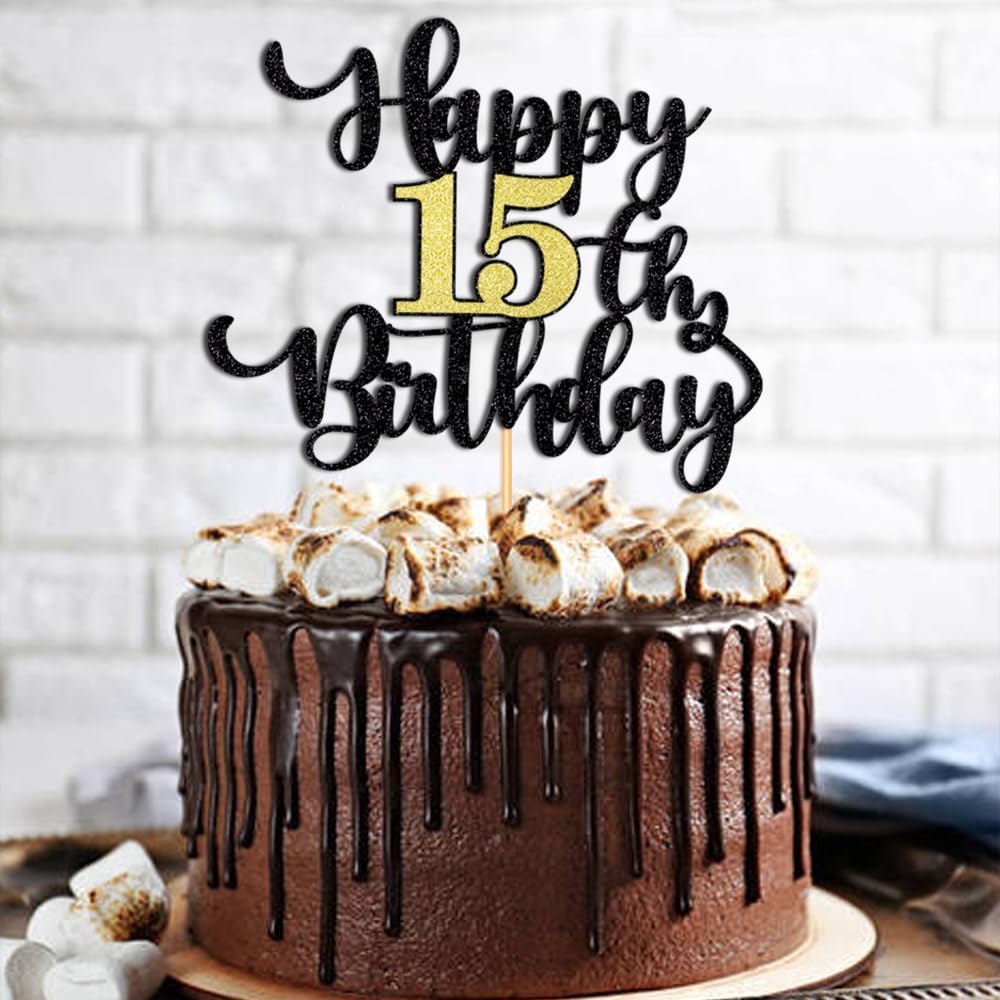 15 Cake Topper | Premium Bling Rhinestone Diamond Gems | 50th Birthday or  Anniversary Party Decoration Ideas | Quality Metal Alloy | Perfect Keepsake  Fifteen Gold