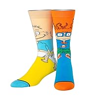 Odd Sox, Nickelodeon Socks for Men Women Fun Retro 90s Nick Cartoon Assorted Prints, Large