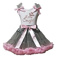 Petitebella Bling Little Cowgirl White Shirt Gray Pink Petal Skirt Nb-8y
