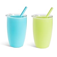 Munchkin® Simple Clean™ Toddler Sippy Cup Tumbler with Easy Clean Straw, 10 Ounce, 2 Pack, Blue/Green