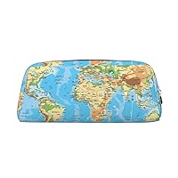 Pencil Case Pencil Pouch Pen Bag World Map Printed Stationery Organizer With Zipper Pencil Pen Case Cosmetic Bag For Office Travel Coin Pouch One Size