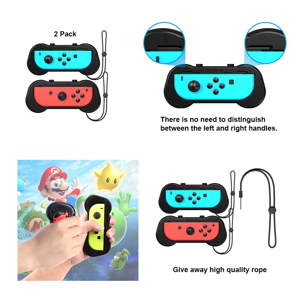 2022 Switch Sport Accessories Bundle:10 IN 1 Family Accessories kit for Switch/Switch OLED:Joycon Grip for Mario Golf Super Rush,Tennis Rackets,Comfort Grip Case and Wrist Bands & Leg Strap