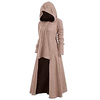 PVCS Vintage Hooded Cloak for Women Long Sleeve Sleeveless Gothic Dress High Low Hooded Jacket Retro Pullover Sweatshirt Coat
