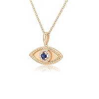 1/5 Carat Diamond and 1/5 Carat Round Blue Sapphire Halo Evil Eye Pendant for Women in 18k Gold (D-F, VS1-VS2, cttw) Jewish Jewelry Jewelry
