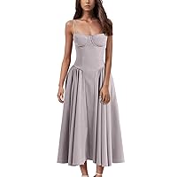 Empire Waist Dresses for Women 2024, Women's Floral Retro Court Style Suspender Dress Sundresses, S XL