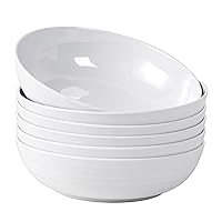 8-inch Melamine Bowls, 40-ounce Salad/Pasta/Dinner Bowls, set of 6 White