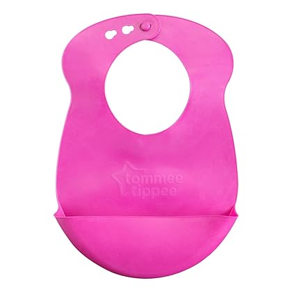 Tommee Tippee Easi-Roll Baby Bib, Crumb & Drip Catcher, Pink & Teal - 7+ Months, 2 Count