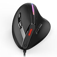 T-50 12800DPI RGB Ergonomic Vertical Gaming Mouse Wired, with 6 Adjustable DPI, 8 Programmable Buttons, Customize RGB Backlit, LED Ergonomic Computer Optical Mice for PC Desktop Laptop, Black