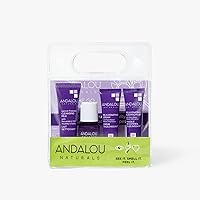 Andalou Naturals, On The Go Essentials - The AGE DEFYING Routine, Travel Friendly, TSA- Approved, Reusable Bag (4 Pcs)