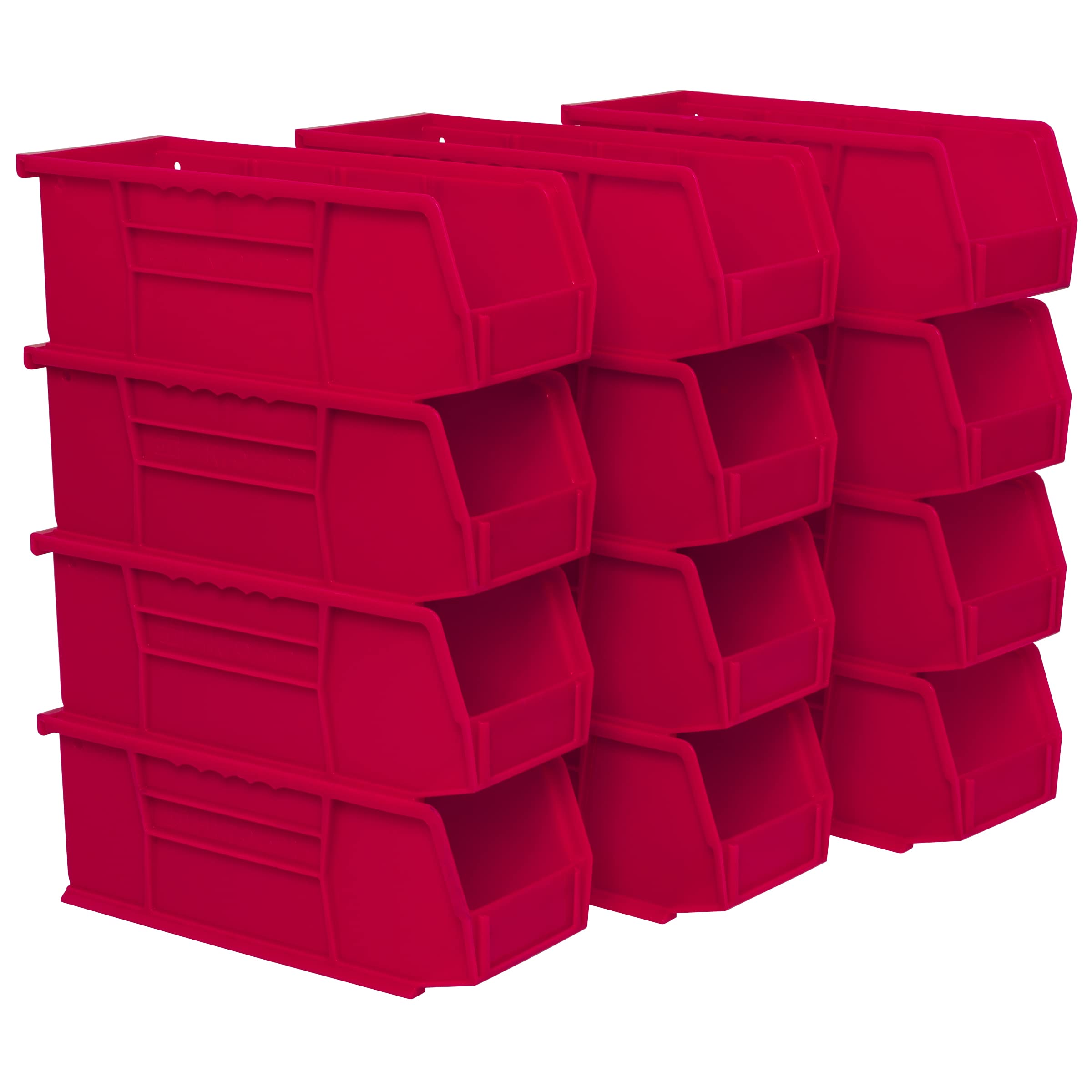 Akro-Mils 30224 AkroBins Plastic Hanging Stackable Storage Organizer Bin, 11-Inch x 4-Inch x 4-Inch, Red, 12-Pack