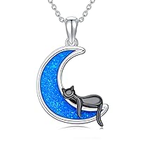 SLIACETE 925 Sterling Silver Cat Necklace for Women Girls Cute Cat Jewelry Gifts for Cat Lovers