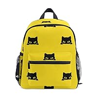 My Daily Kids Backpack Black Kitten Cat Yellow Nursery Bags for Preschool Children