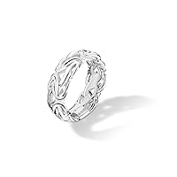 Miabella 925 Sterling Silver Italian 7mm Byzantine Band Ring for Women Made in Italy