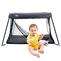 UNiPLAY Baby Foldable Travel Crib, Portable Toddler Playpen with Carry Case and Side Zipper Design for Easy Access