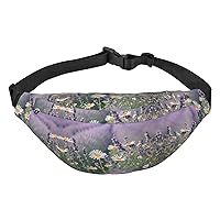 lavender and daisies Adjustable Belt Hip Bum Bag Fashion Water Resistant Hiking Waist Bag for Traveling Casual Running Hiking Cycling