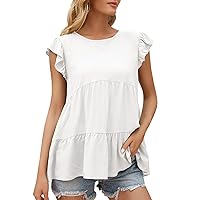 Women's Tops, Ladies Casual Sexy Loose Short Sleeve Top Summer 2024 for Women Trendy, S XL