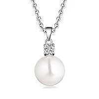 JO WISDOM 925 Sterling Silver Freshwater Cultured Pearl Pendant Necklace Jewelry for Women,Girls