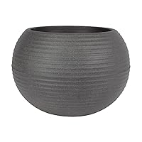 The HC Companies 8 Inch Atlas Sphere Planter - Lightweight Decorative Round Indoor Outdoor Plastic Plant Pot for Herbs and Flowers, Gray