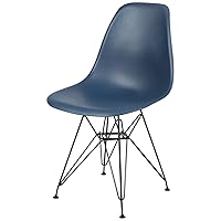 GIA Contemporary Armless Dining Chair, Qty of 1, Teal Seat with Black Metal Legs