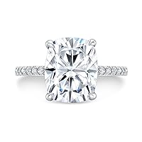 Riya Gems 3.20 CT Cushion Colorless Moissanite Engagement Ring for Women/Her, Wedding Bridal Ring Sets, Eternity Sterling Silver Solid Gold Diamond Solitaire 4-Prong Set for Her