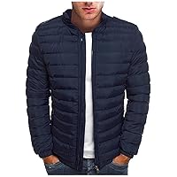 Men's Packable Down Jacket, Lightweight Padded Cotton Jacket Winter Stand-Up Quilted Warm Puffer Coat