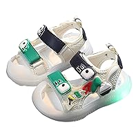 Toddler Baby Boys Girls Light Up Flat Comfortable Soft Sandals Cartoon Animal Sandals Outdoor Non Slip Shoes
