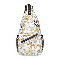 Corgi Dog Sling Backpack, Multipurpose Travel Hiking Daypack Rope Crossbody Shoulder Bag