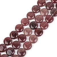 GEM-Inside Natural 20mm Coin Pink Rose Cherry Quartz Gemstone Loose Beads Energy Stone Handmade Beads for Jewelry Making Jewelry Beading Supplies for Women