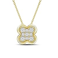 925 Sterling Silver Mini Clover Flower Shape Diamond Pendant Necklace (0.10cttw, IJ, I2-I3) 18
