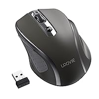 LODVIE Wireless Mouse for Laptop, 2400 DPI Wireless Computer Mouse with 6 Buttons, 2.4G Ergonomic USB Cordless Mouse, 15 Months Battery Life Mouse for Laptop PC Mac Computer Chromebook MacBook- Gray