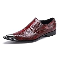 Mens Loafers Casual Slip On Smoking Dress Style Genuine Leather Lightweight Classic Snake Print Shoes
