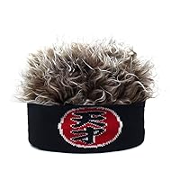 YEKEYI Christmas Novelty Hip Hop Beanie Hat with Spiked Fake Hair Funny Wig Skull Landlord Cap Streetwear