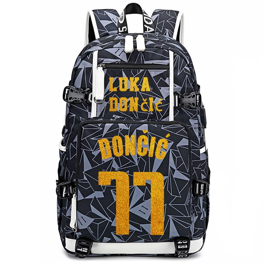 fanwenfeng Basketball Player Star Doncic Multifunction Backpack Travel Student Backpack Fans Bookbag For Men Women (Style 6)